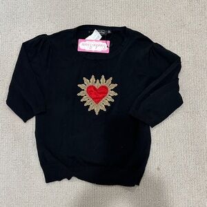Voodoo Vixen  with Gold and Red short sleeve sweater Heart Design